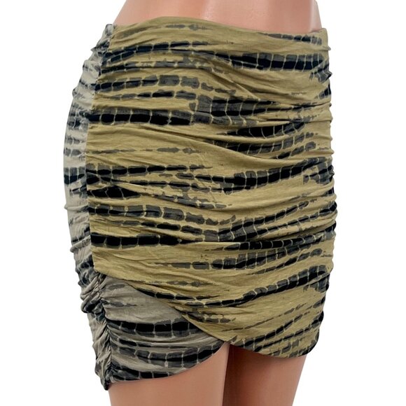 Free People Tire Died Contrasting Bodycon Ruched Mini Skirt - Picture 5 of 16